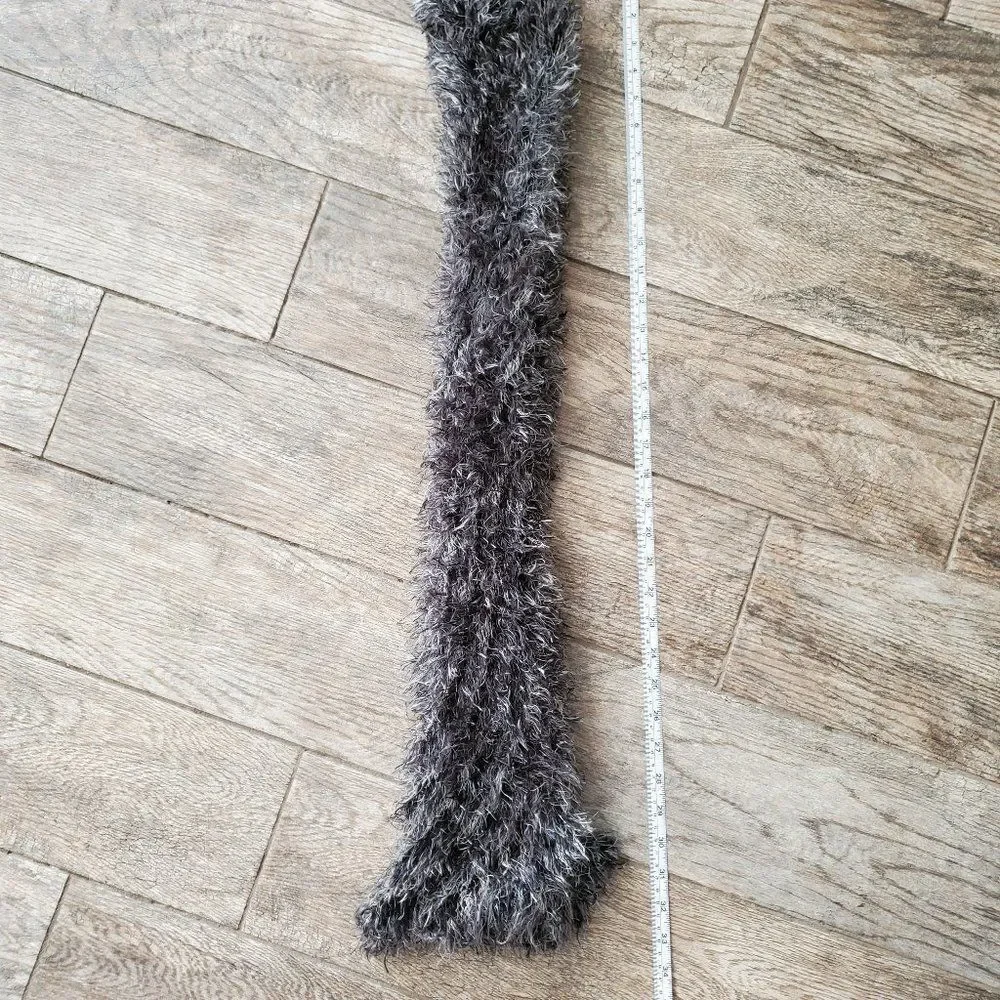 Soft Fuzzy Black Gray and White Scarf